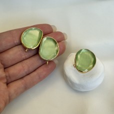 Швензы/кольцо с ювелирным стеклом "Лайм", позолота