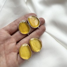 Швензы с ювелирным стеклом «Желтый», 25*20мм