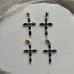 Подвеска "Крест с синими и черными циркониями", 20*15 мм, позолота/родирование