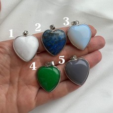 Подвеска «Сердце» с натуральным камнем, родирование