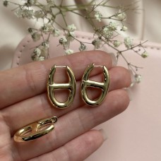 Серьги-бублики в стиле Dior, 25*11 мм, позолота