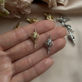 Подвеска "Ракушка", 24*5 мм, позолота/родирование