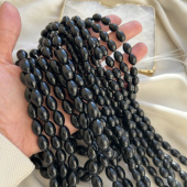 Агат чёрный «Овал», 12*8 и 10*6 мм, бусина