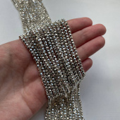 Гематит "Серебро", граненая бусина, 3*3.5 мм, нить