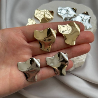 Серьги "Мятая ткань", 30*28 мм