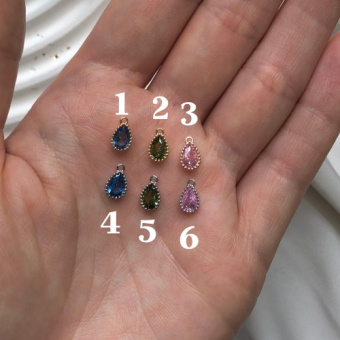 Подвеска «Капля» с цветным ювелирным стеклом, 8*4 мм