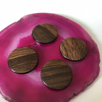 Бусина из пластика, Имитация дерева, Плоский Круг. 32мм.