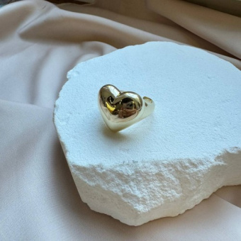Кольцо "Сердце пухлое", 20*20 мм, разъемное, позолота