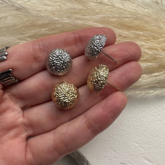 Серьги "Круг", фактурные, 13 мм