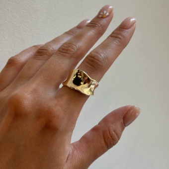 Кольцо "Мятое широкое", 13 мм, разъемное, позолота