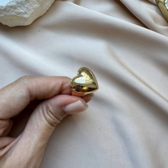 Кольцо "Сердце пухлое", 20*20 мм, разъемное, позолота