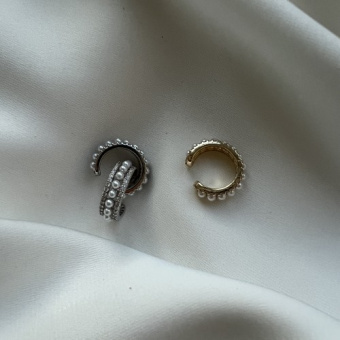 Кафф с циркониями и жемчугом Майорка