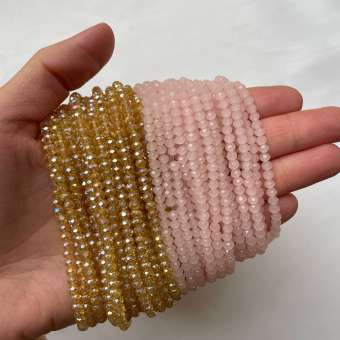 Хрусталь, граненая бусина, 4 мм, нить