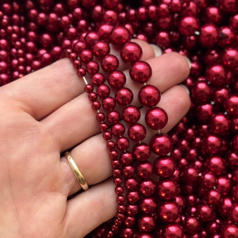 Жемчуг Майорка, красный "Металлик", 4/6/8/10 мм, нить