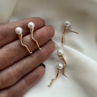 Серьги с жемчугом Майорка, 25*8 мм