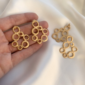 Серьги "Пузыри", Итальянская фурнитура, 24К