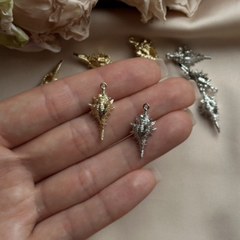 Подвеска "Ракушка", 24*5 мм, позолота/родирование