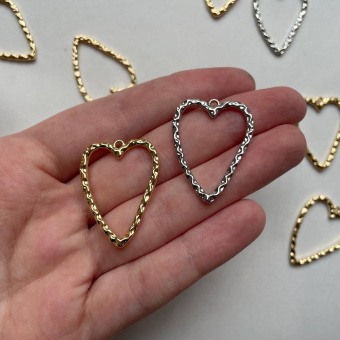 Подвеска «Сердце», фактурная, 30*20 мм