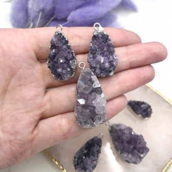 Подвеска, Аметист в серебре 28-43мм