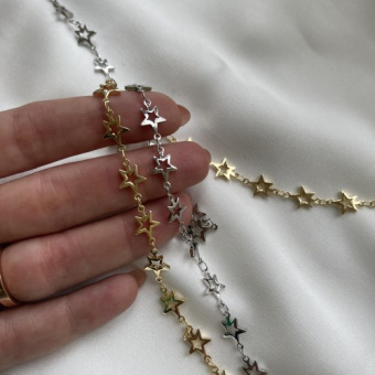 Цепь "Звезда" 50 см, позолота/родирование