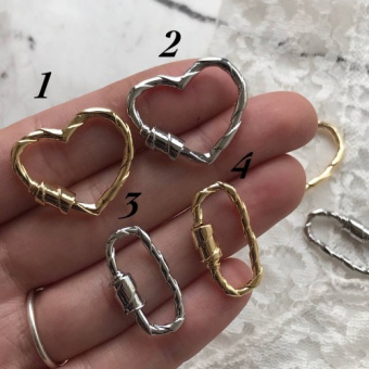 Карабин винтовой "Сердце" и "Овал", позолота/родирование