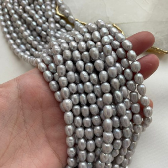 Натуральный серый жемчуг, 5-7 мм, бочонок