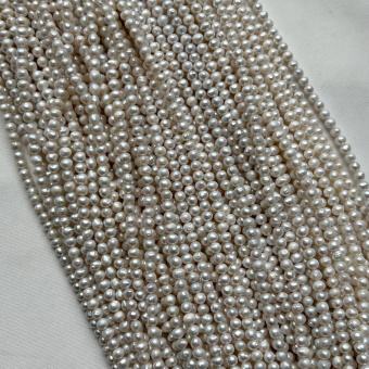 Жемчуг натуральный, круглый, 4*5 мм, нить