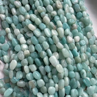 Амазонит, галтовка, 9-12 мм, нить