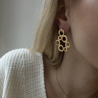 Серьги "Пузыри", Итальянская фурнитура, 24К